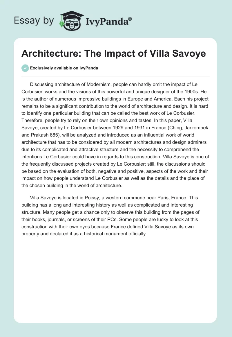 Architecture: The Impact of Villa Savoye. Page 1