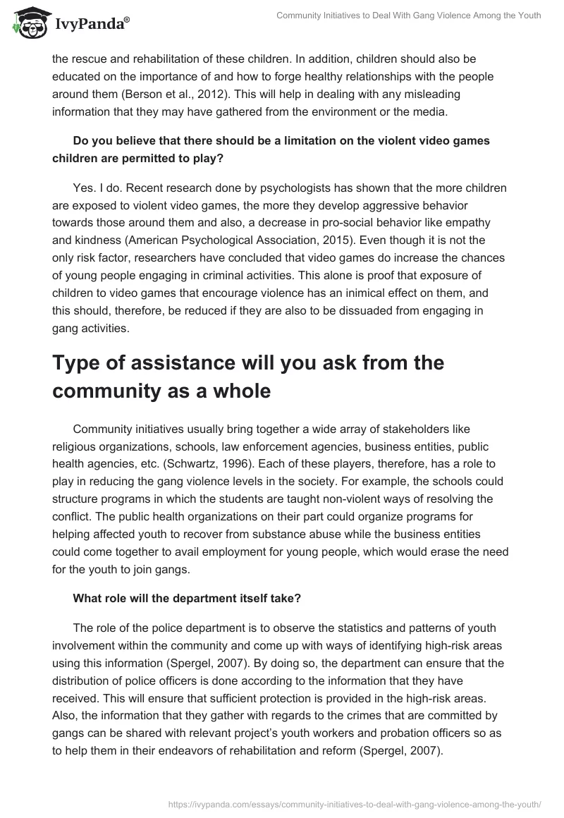 Community Initiatives to Deal With Gang Violence Among the Youth. Page 2