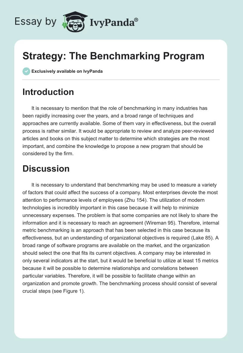 Strategy: The Benchmarking Program. Page 1