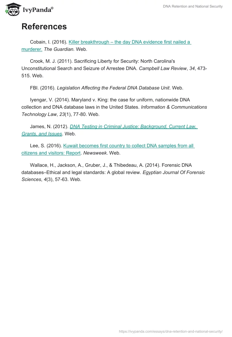 DNA Retention and National Security. Page 4