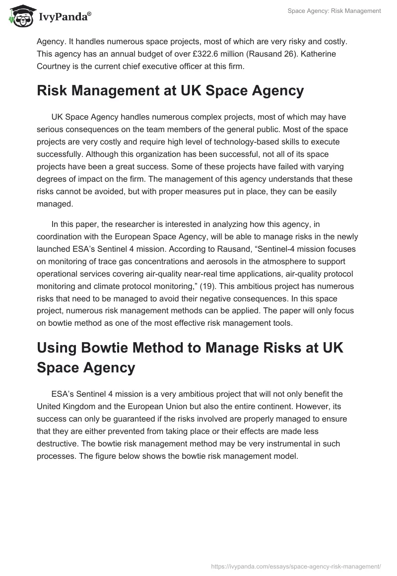 Space Agency: Risk Management. Page 2