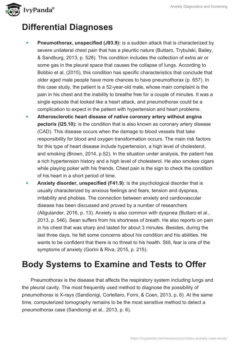 Anxiety Diagnostics and Screening. Page 2