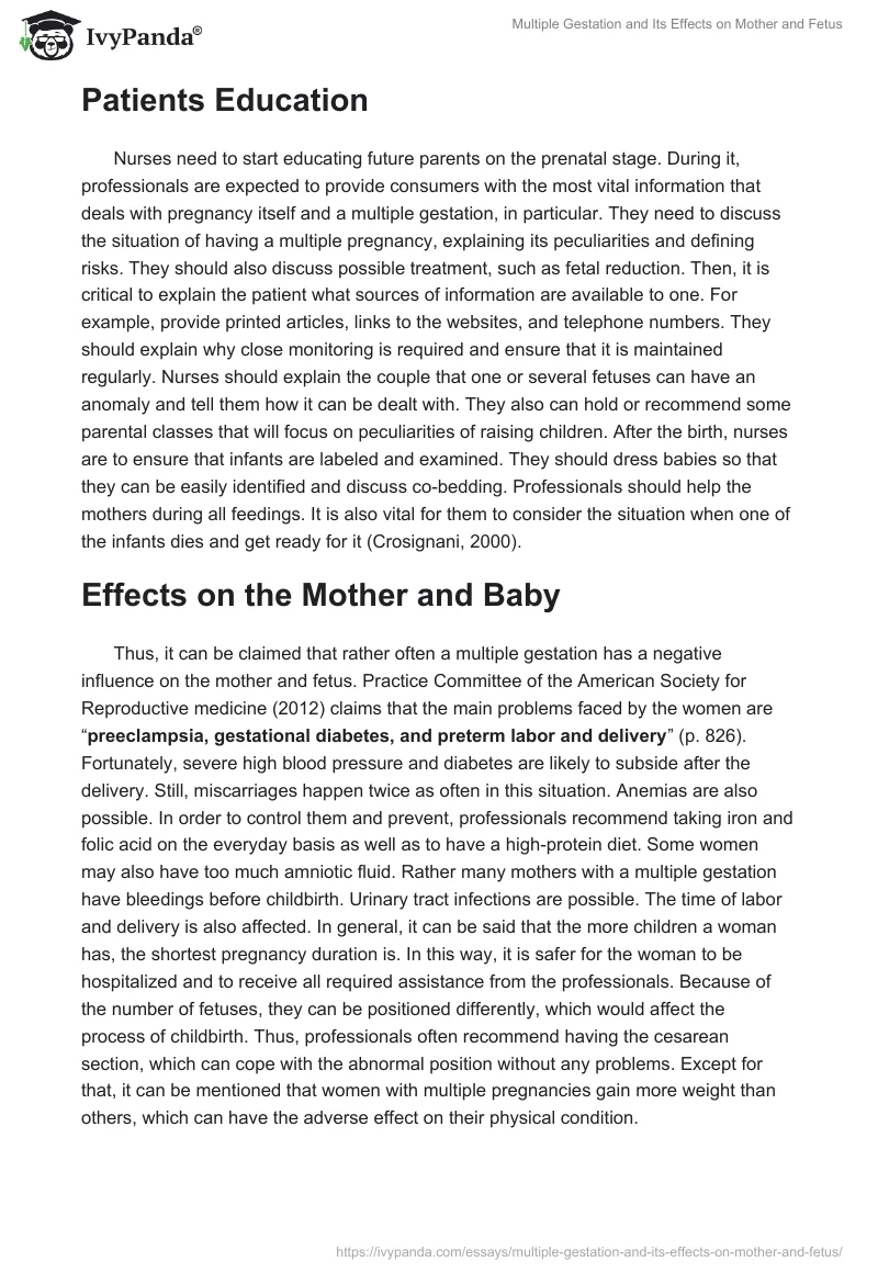 Multiple Gestation and Its Effects on Mother and Fetus. Page 3