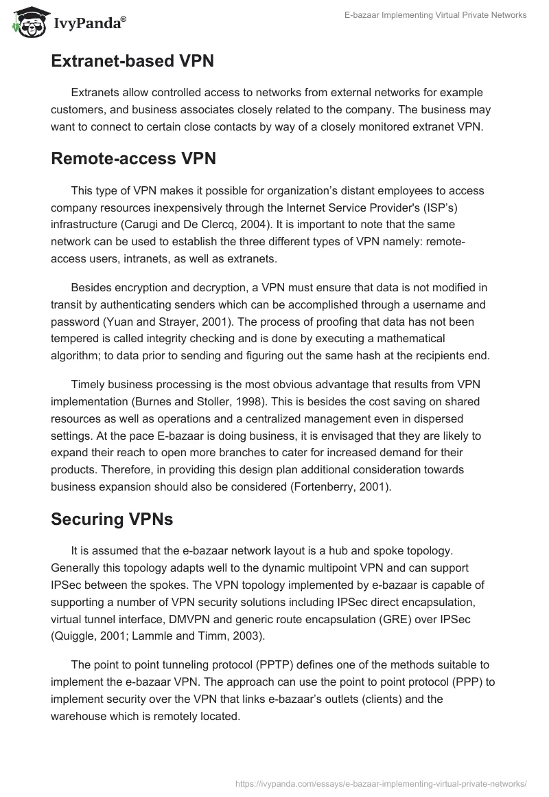 E-bazaar Implementing Virtual Private Networks. Page 3