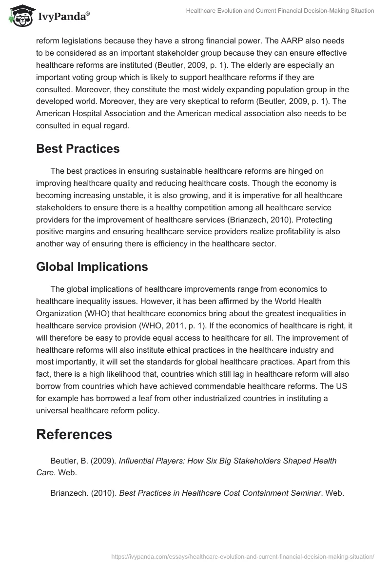 Healthcare Evolution and Current Financial Decision-Making Situation. Page 2