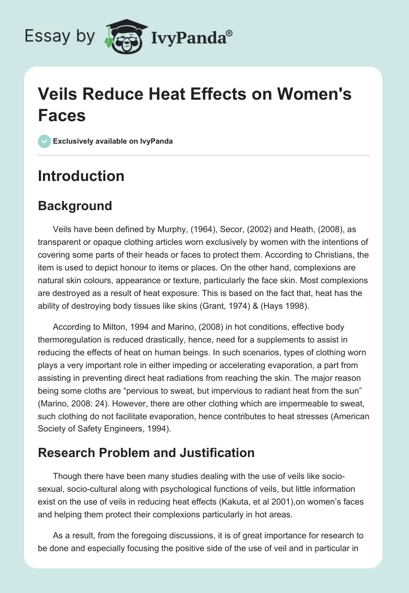 Veils Reduce Heat Effects on Women's Faces. Page 1