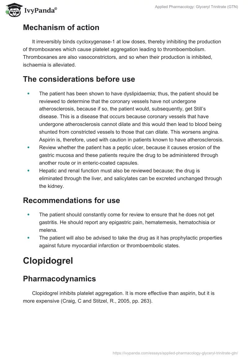 Applied Pharmacology: Glyceryl Trinitrate (GTN). Page 4