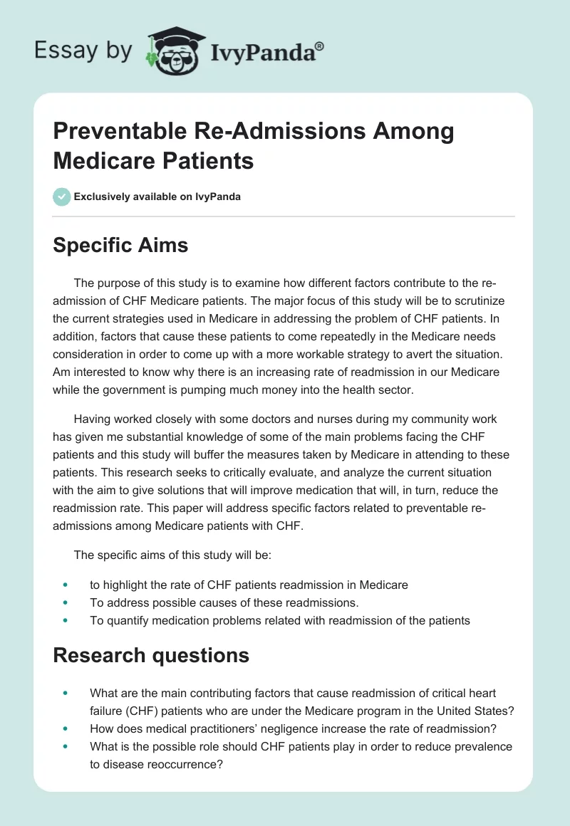 Preventable Re-Admissions Among Medicare Patients. Page 1