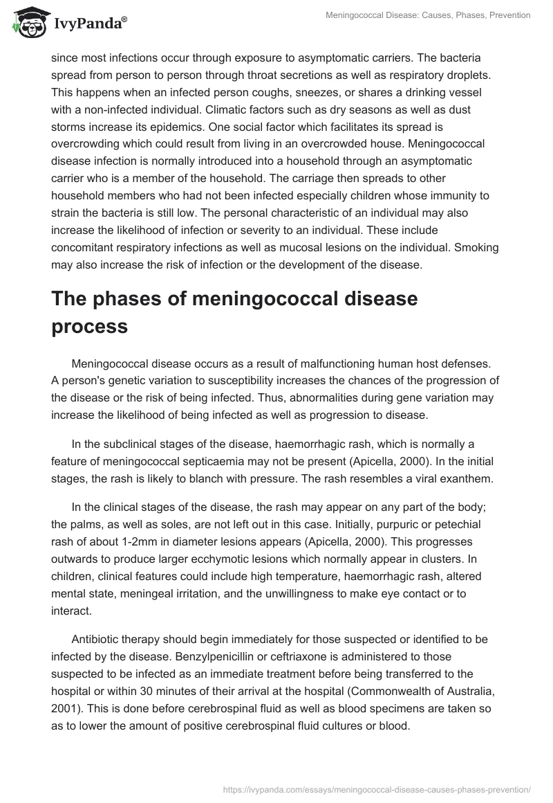 Meningococcal Disease: Causes, Phases, Prevention. Page 2