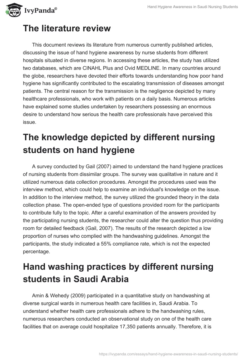 Hand Hygiene Awareness in Saudi Nursing Students. Page 2