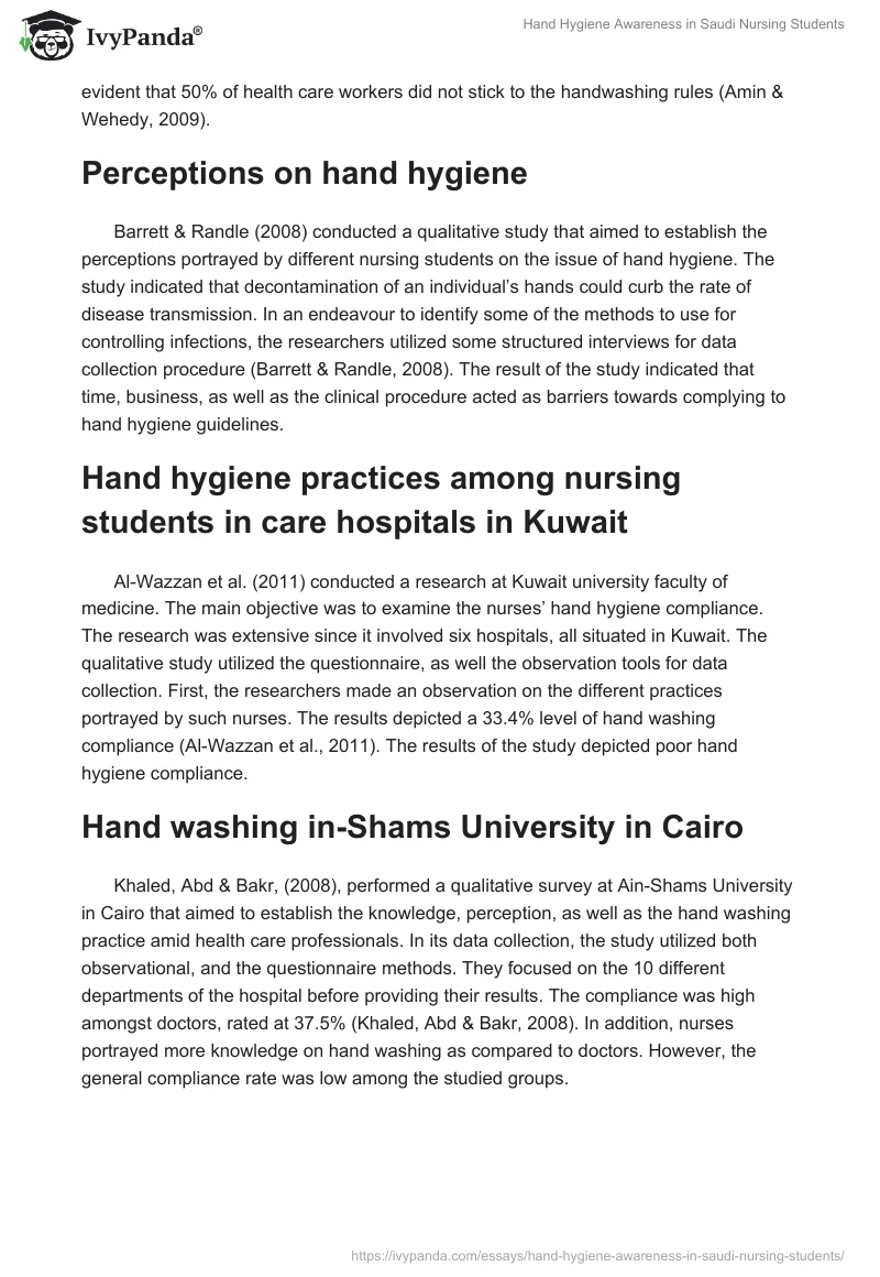 Hand Hygiene Awareness in Saudi Nursing Students. Page 3