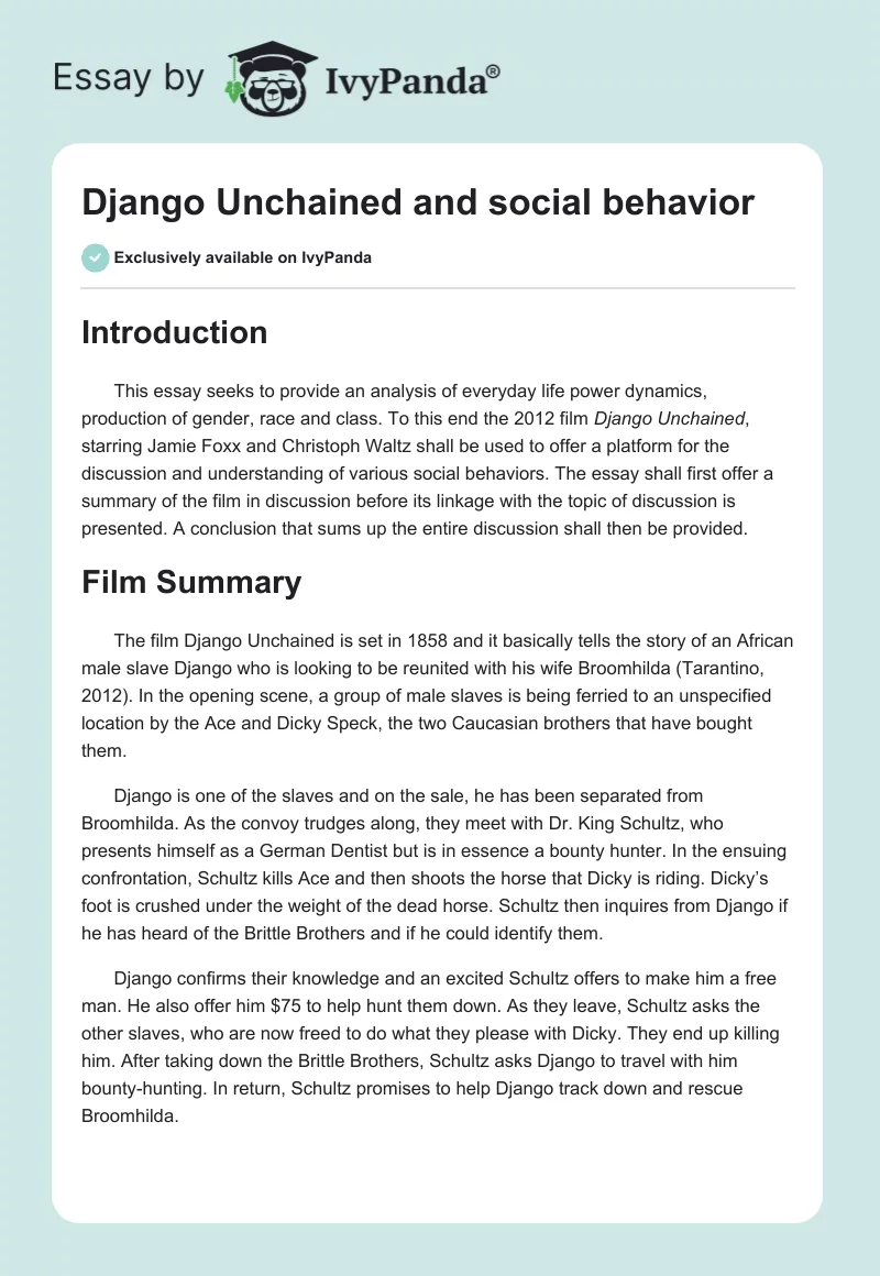 Django Unchained and social behavior. Page 1