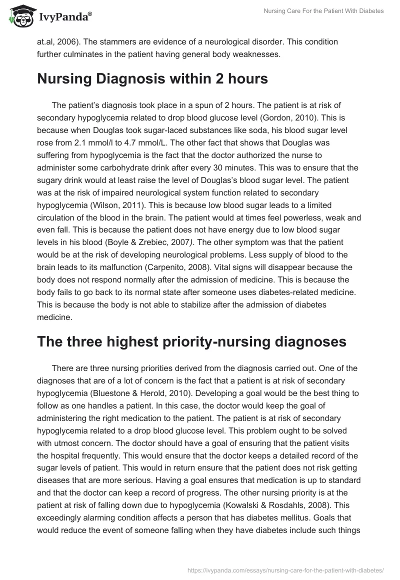 Nursing Care For the Patient With Diabetes. Page 2