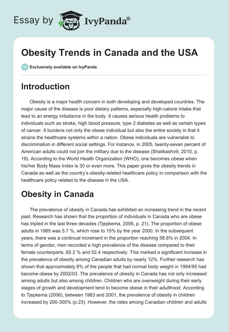 Obesity Trends in Canada and the USA. Page 1