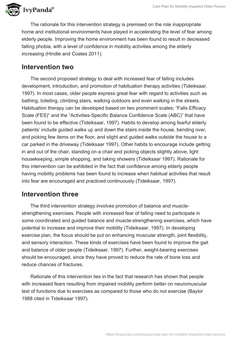 Care Plan for Mobility Impaired Older Person. Page 4