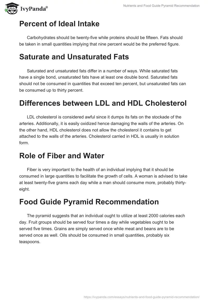 Nutrients and Food Guide Pyramid Recommendation. Page 2