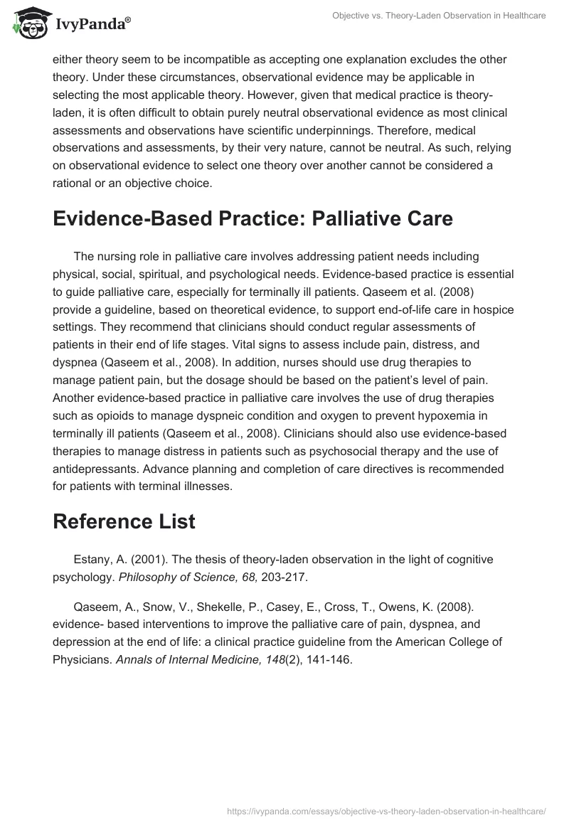 Objective vs. Theory-Laden Observation in Healthcare. Page 2