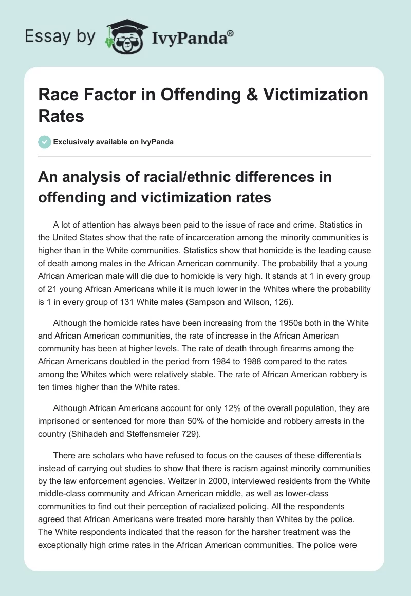 Race Factor in Offending & Victimization Rates. Page 1