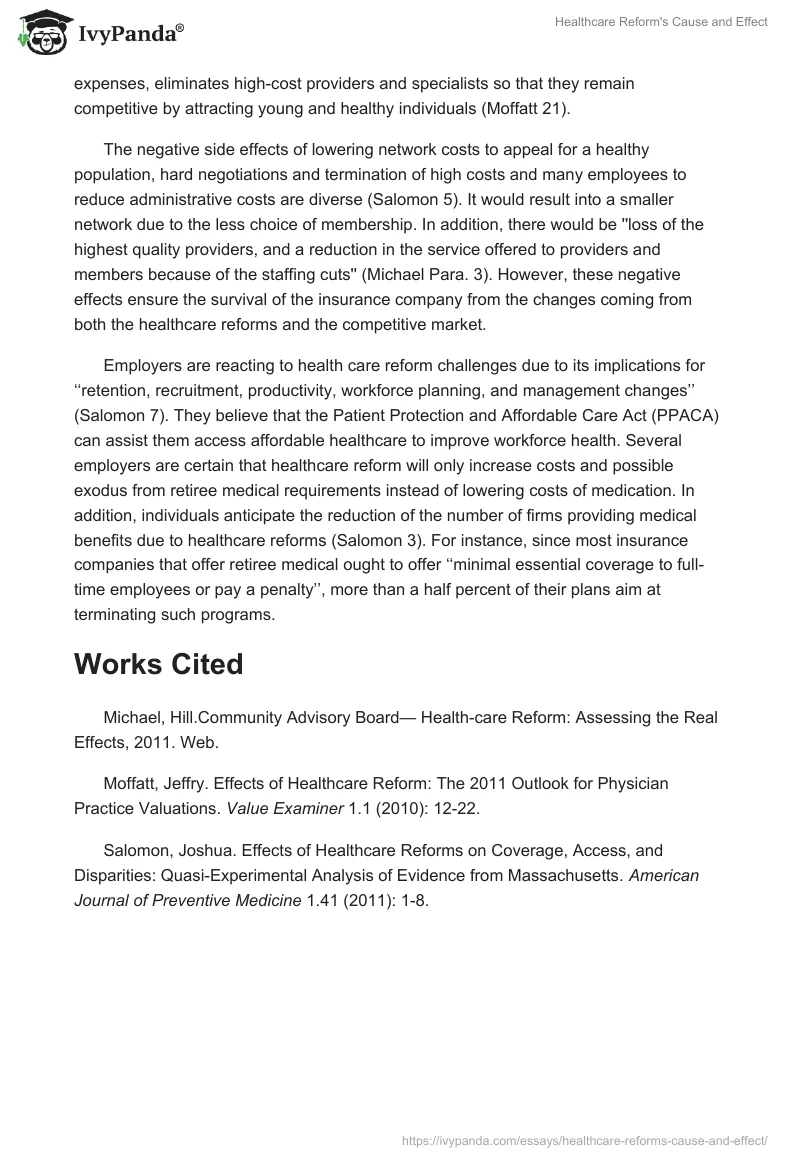 Healthcare Reform's Cause and Effect. Page 2
