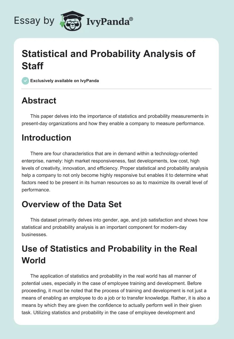 Statistical and Probability Analysis of Staff. Page 1