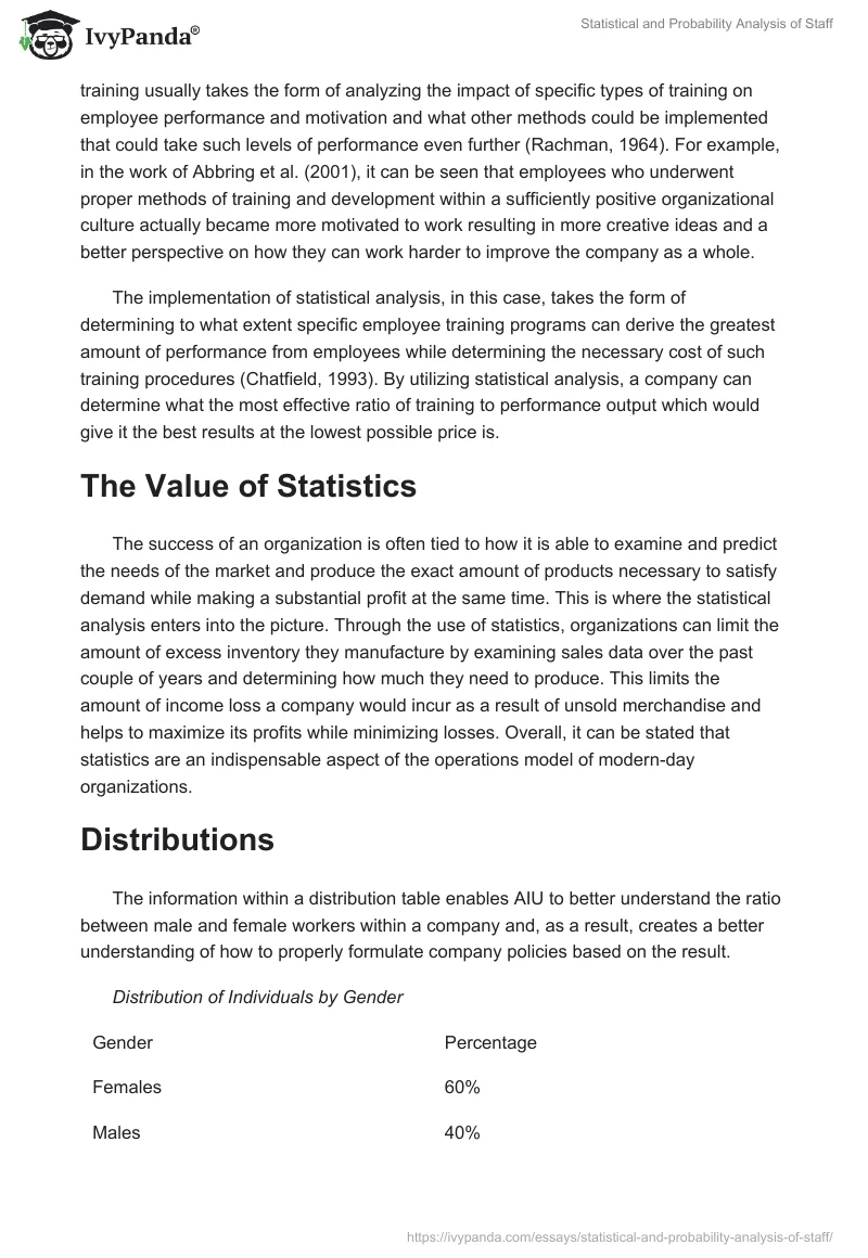Statistical and Probability Analysis of Staff. Page 2