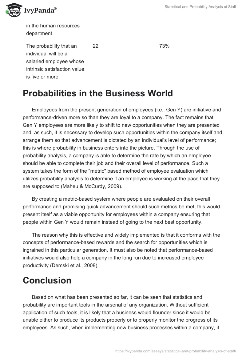 Statistical and Probability Analysis of Staff. Page 4