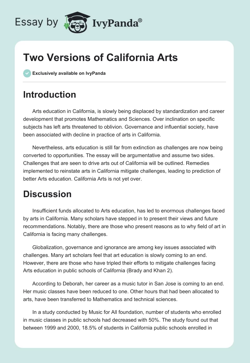 Two Versions of California Arts. Page 1