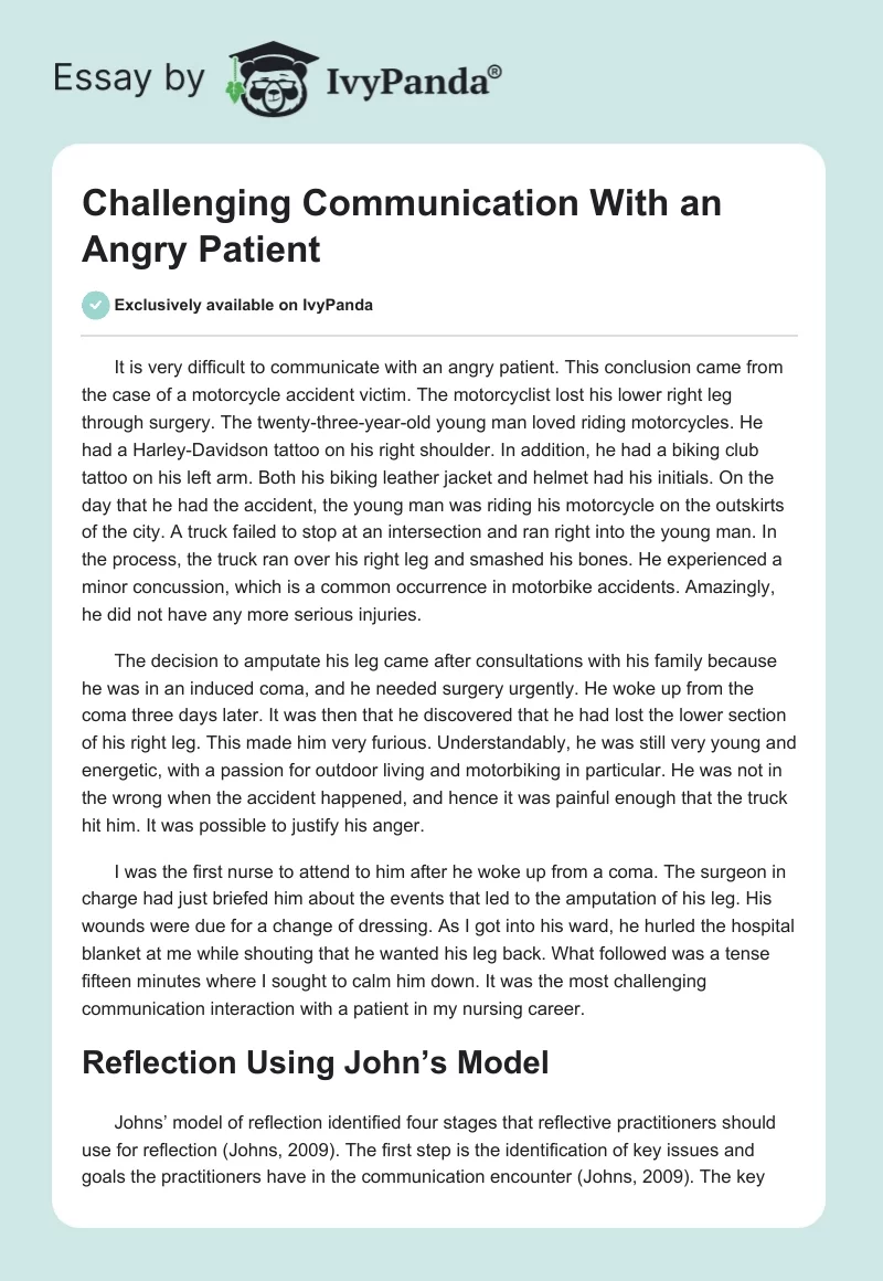 Challenging Communication With an Angry Patient. Page 1