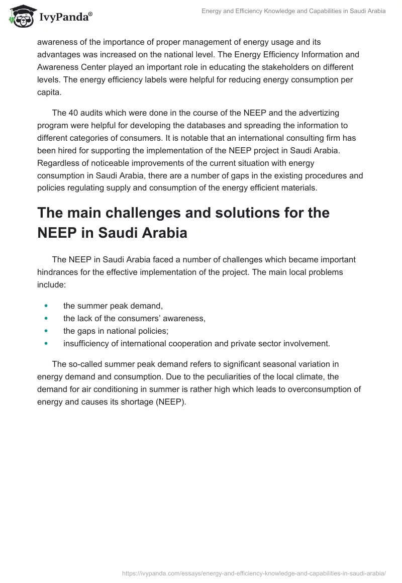 Energy and Efficiency Knowledge and Capabilities in Saudi Arabia. Page 2