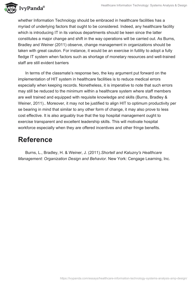 Healthcare Information Technology: Systems Analysis & Design. Page 2