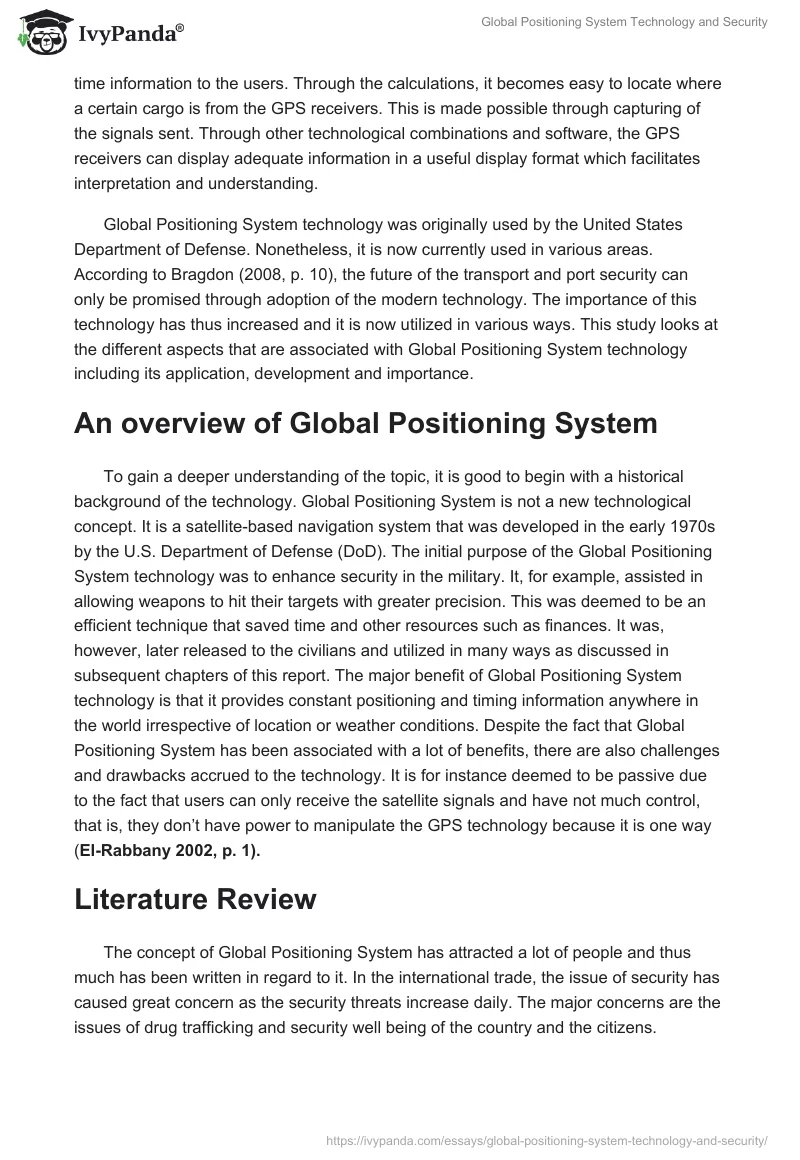 Global Positioning System Technology and Security. Page 2