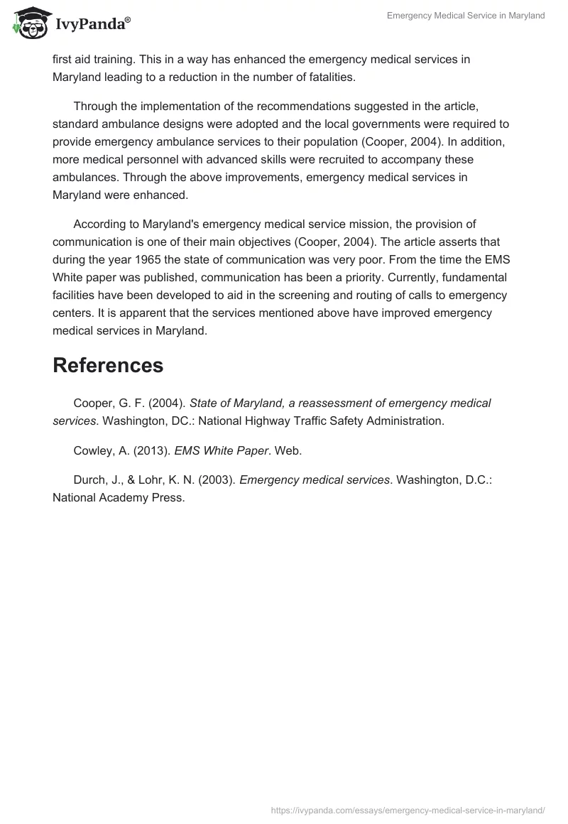 Emergency Medical Service in Maryland. Page 2