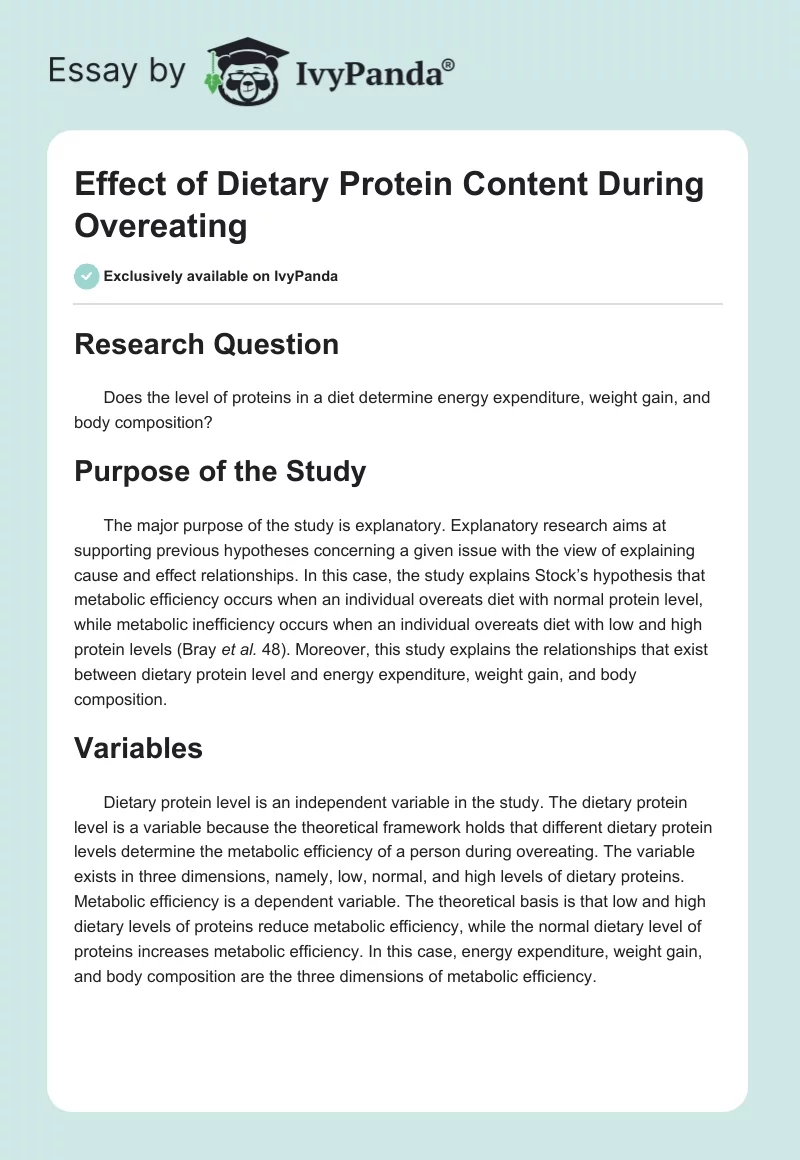 Effect of Dietary Protein Content During Overeating. Page 1