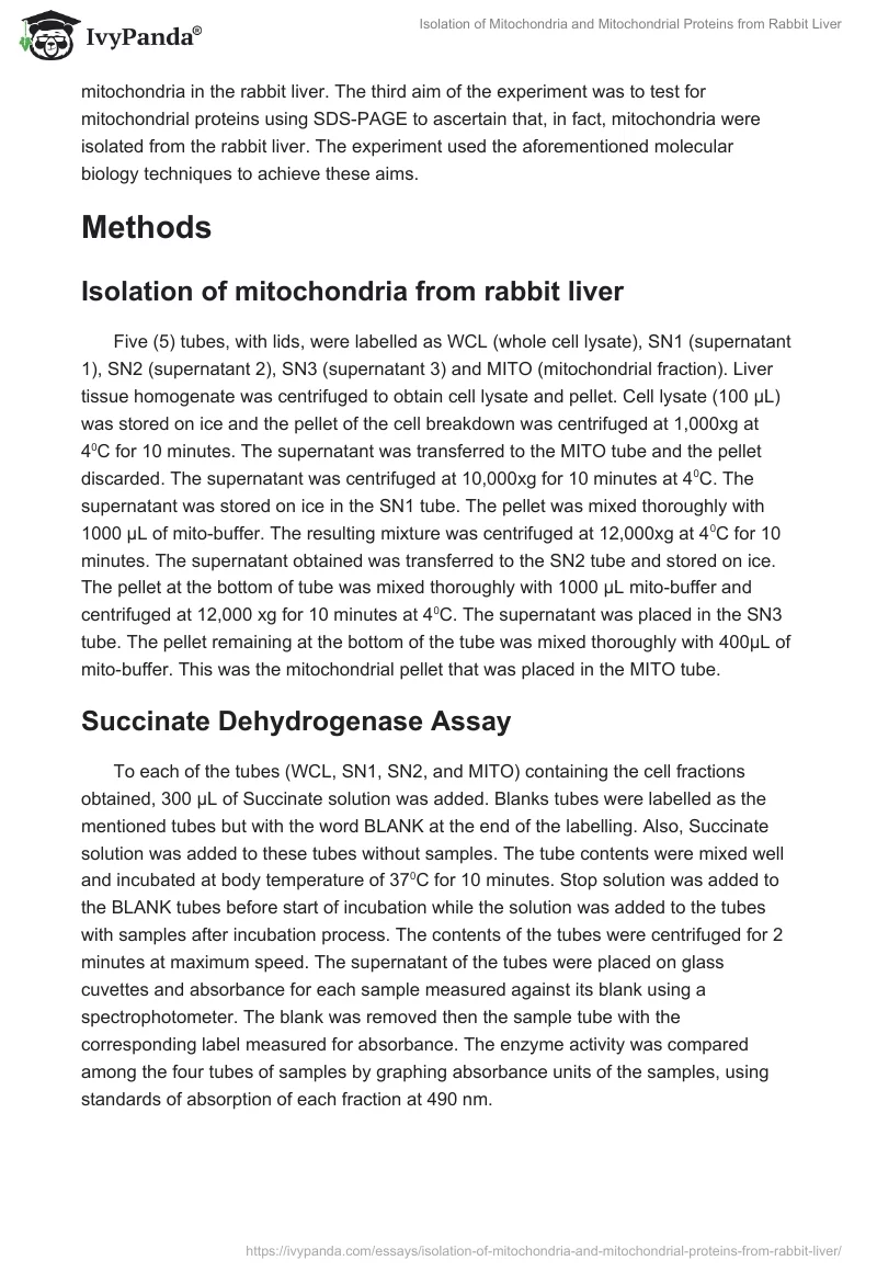 Isolation of Mitochondria and Mitochondrial Proteins from Rabbit Liver. Page 2