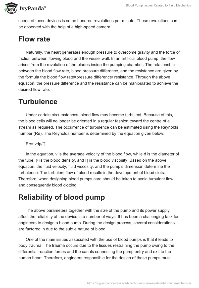 Blood Pump Issues Related to Fluid Mechanics. Page 2