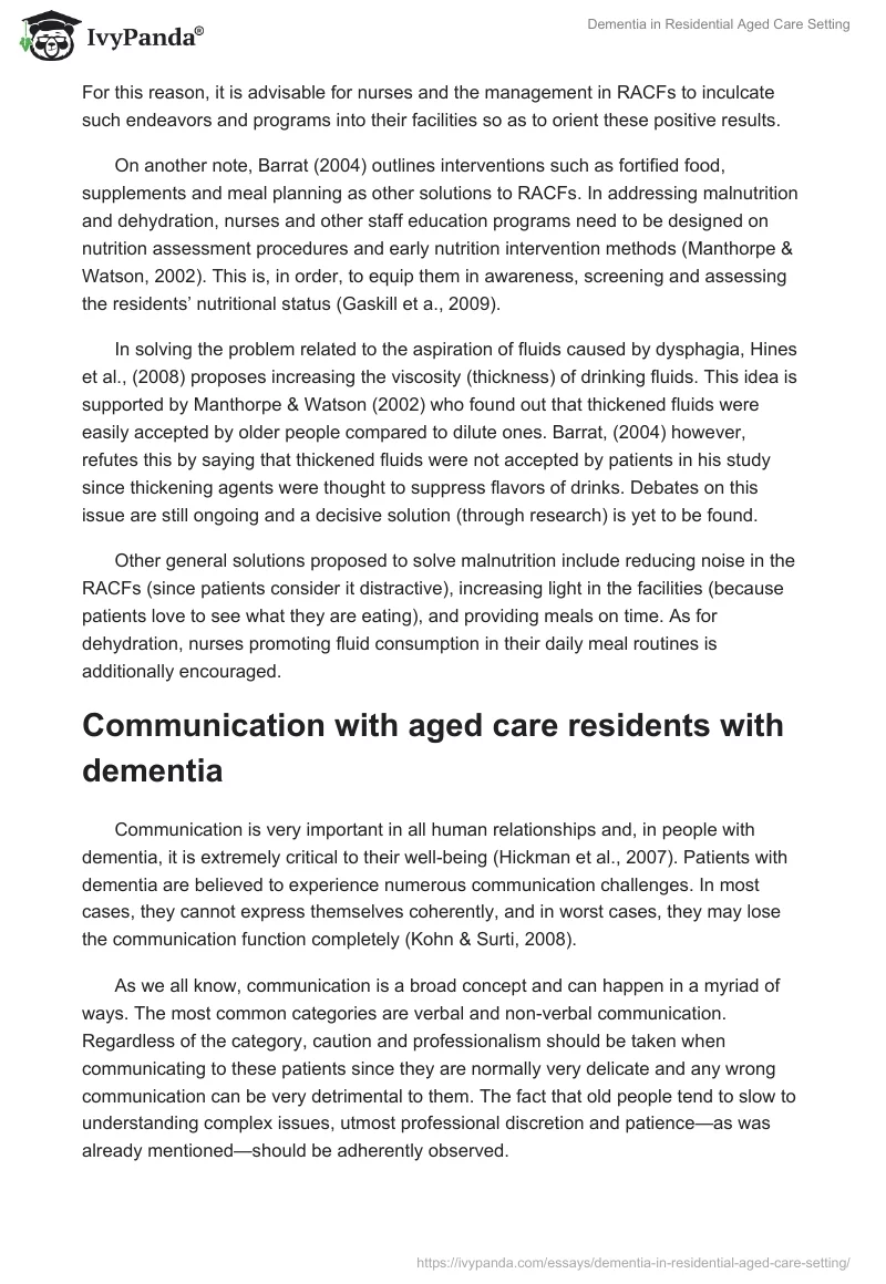 Dementia in Residential Aged Care Setting. Page 3