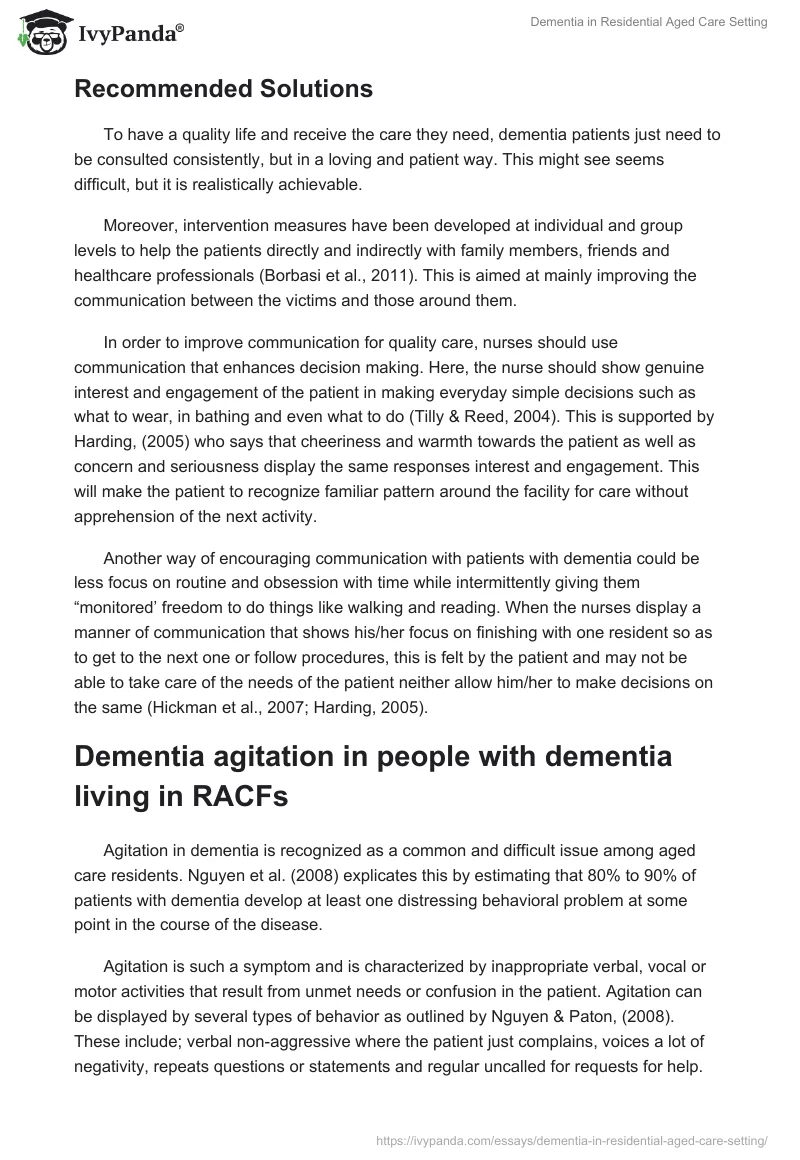 Dementia in Residential Aged Care Setting. Page 4