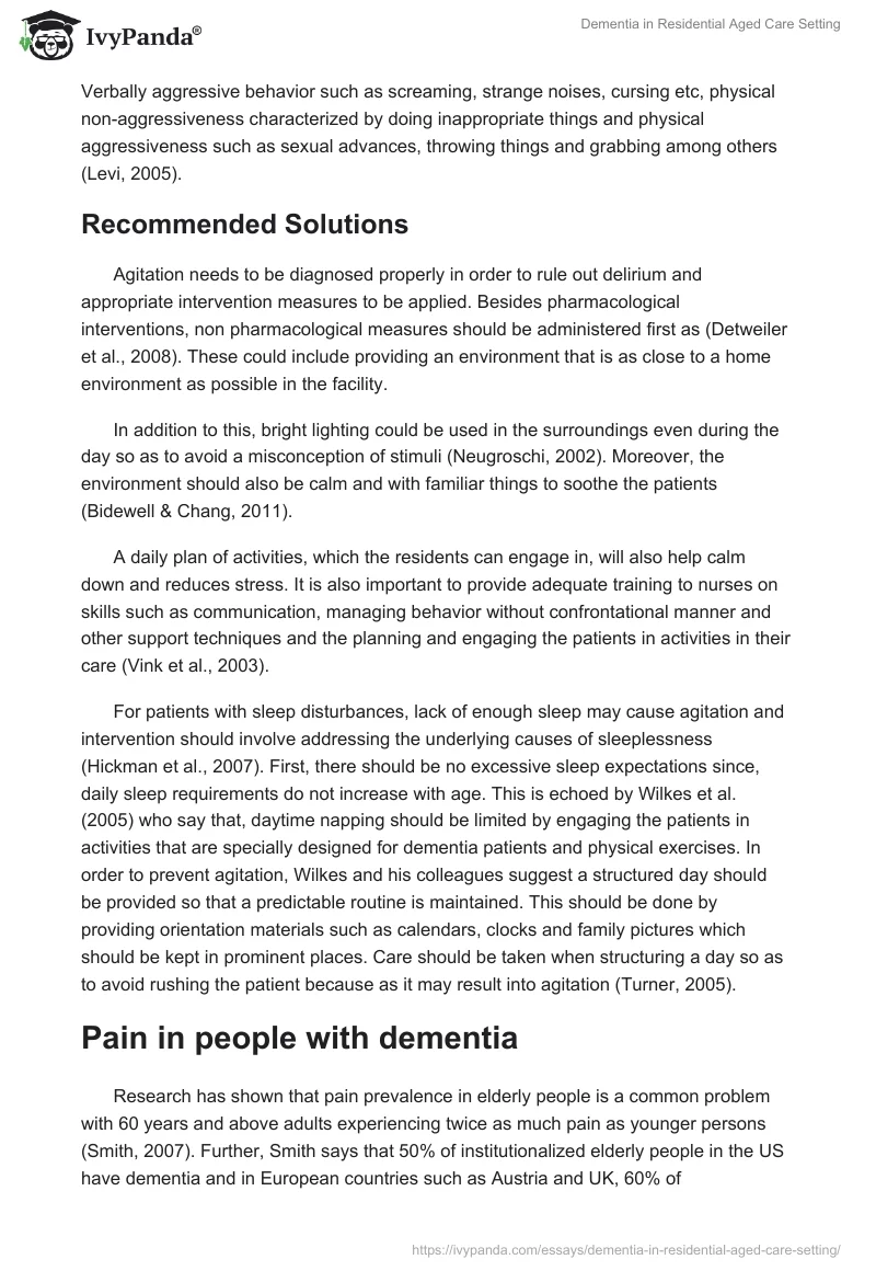 Dementia in Residential Aged Care Setting. Page 5