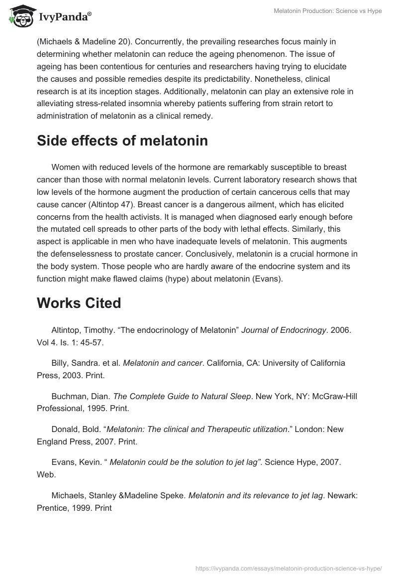 Melatonin Production: Science vs Hype. Page 2