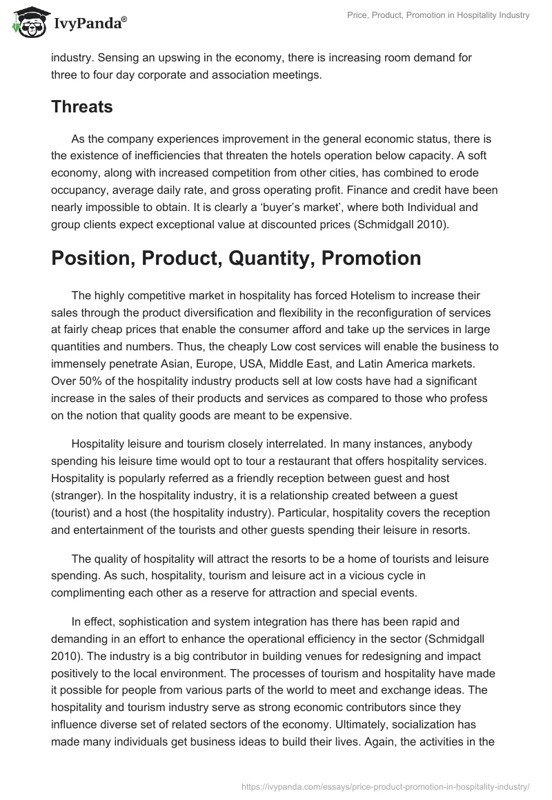 Price, Product, Promotion in Hospitality Industry. Page 4