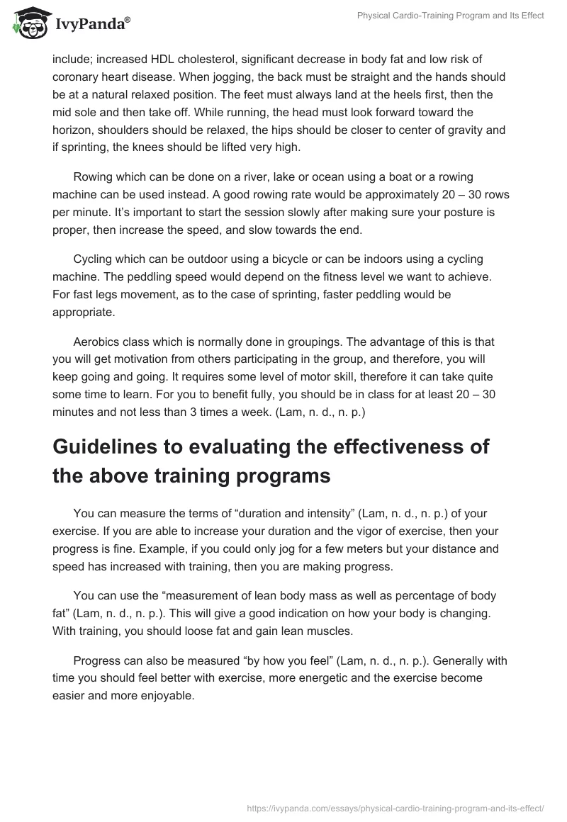 Physical Cardio-Training Program and Its Effect. Page 2