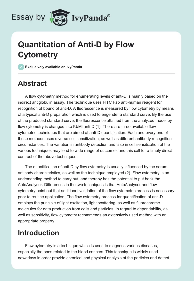 Quantitation of Anti-D by Flow Cytometry. Page 1
