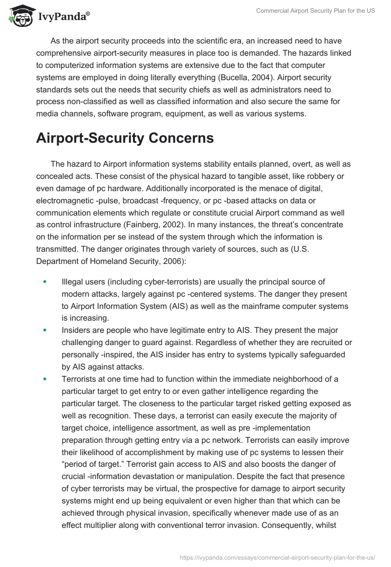 Commercial Airport Security Plan for the US. Page 4