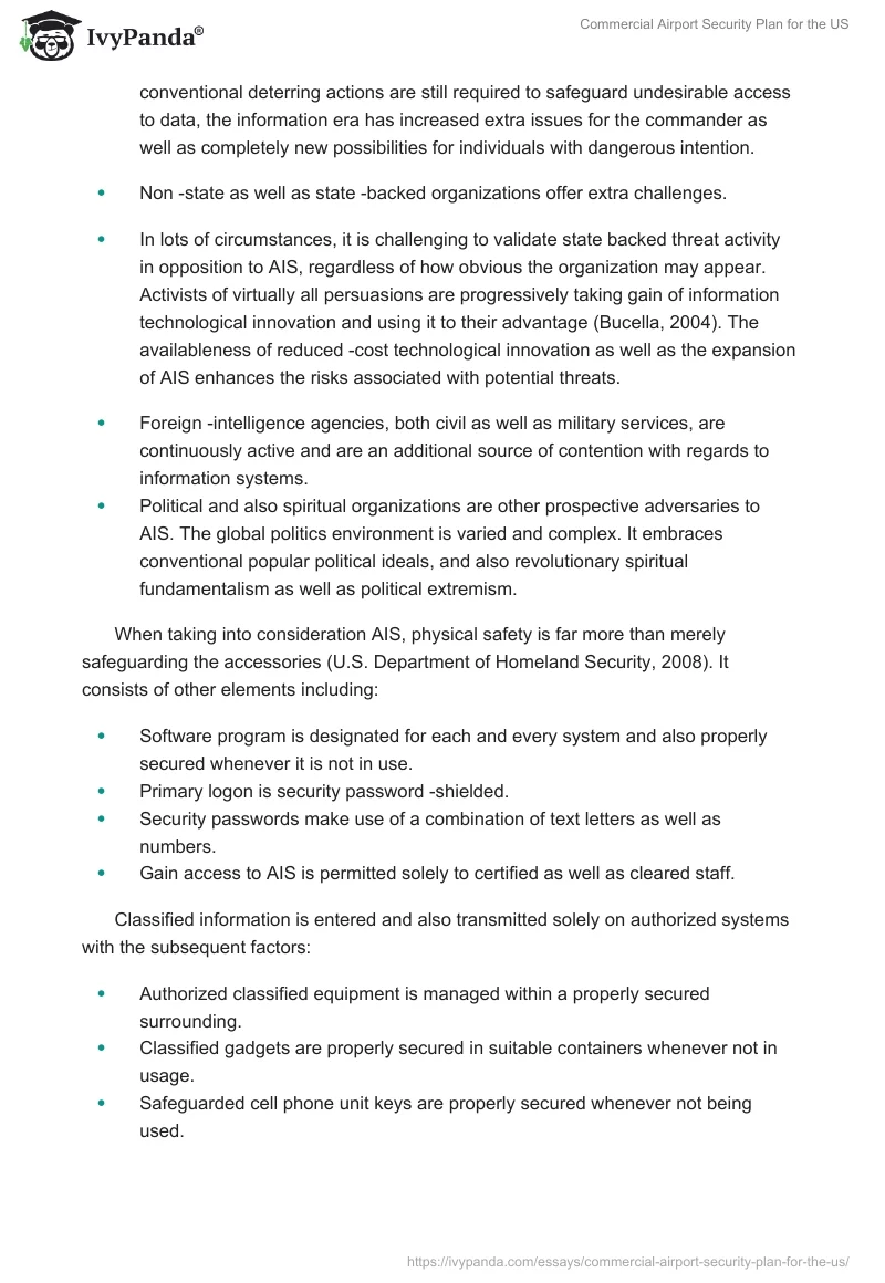Commercial Airport Security Plan for the US. Page 5