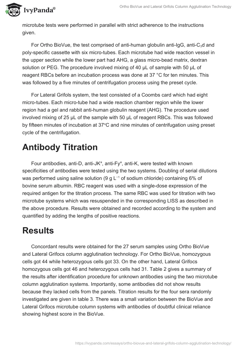 Ortho BioVue and Lateral Grifols Column Agglutination Technology. Page 2