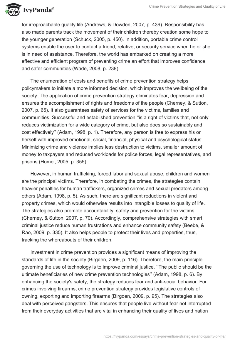 Crime Prevention Strategies and Quality of Life. Page 2