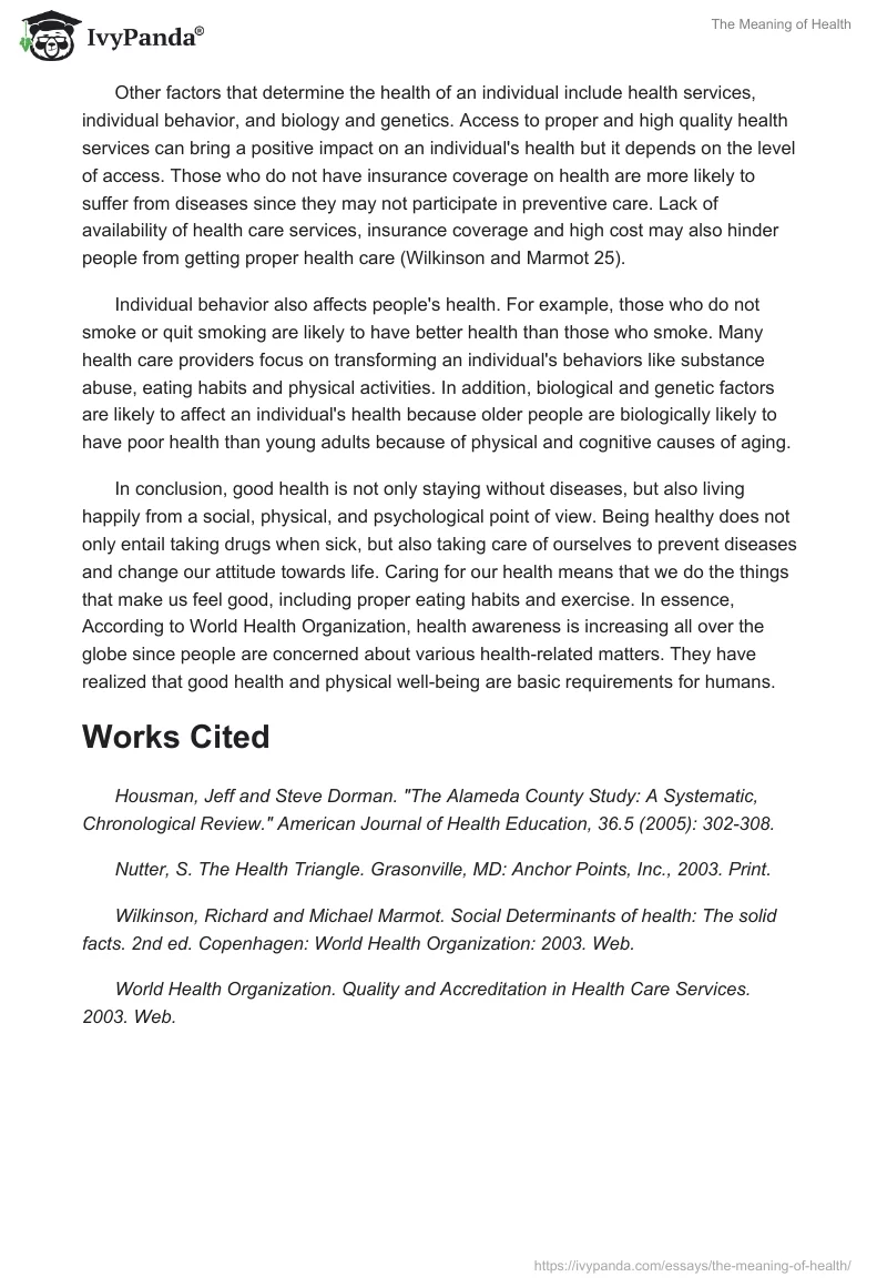 The Meaning of Health. Page 2