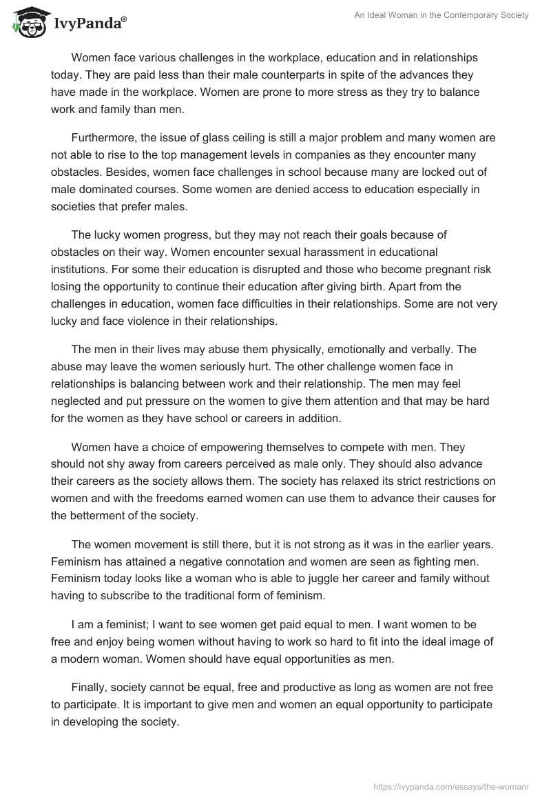 An Ideal Woman in the Contemporary Society. Page 2