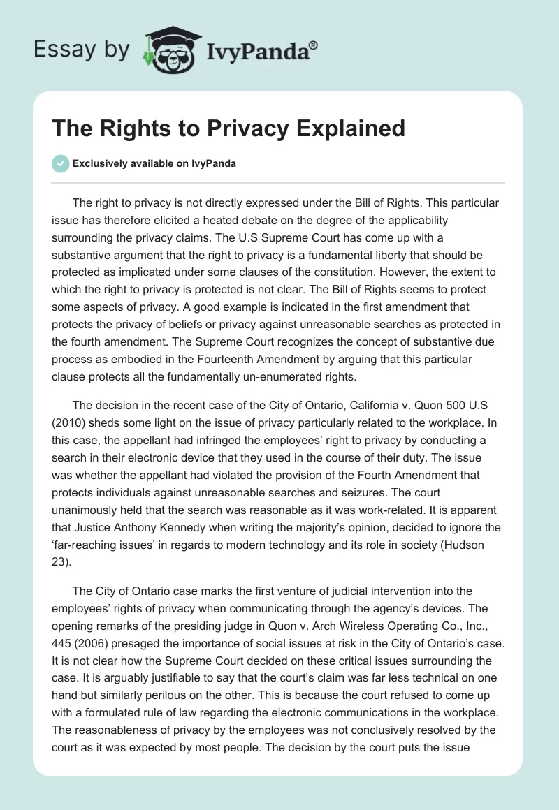 The Rights to Privacy Explained. Page 1