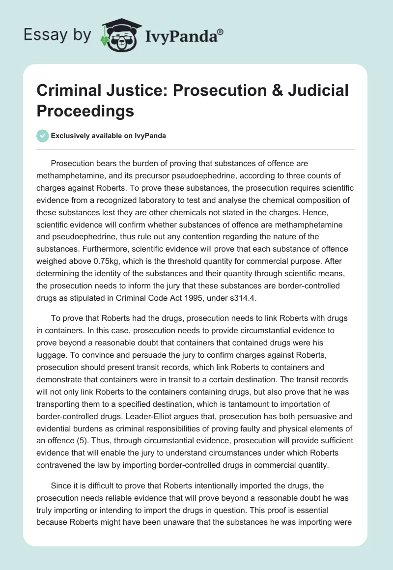 Criminal Justice: Prosecution & Judicial Proceedings. Page 1